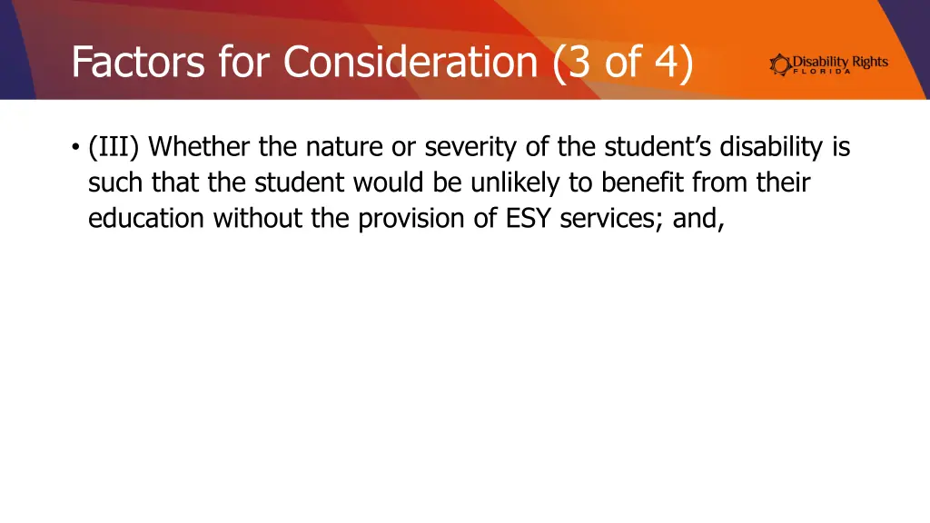 factors for consideration 3 of 4