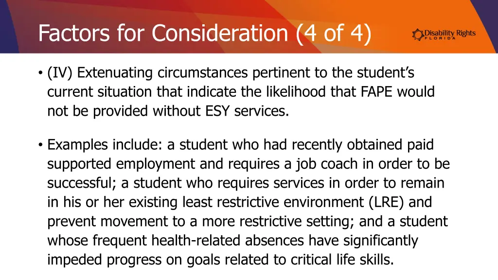 factors for consideration 4 of 4