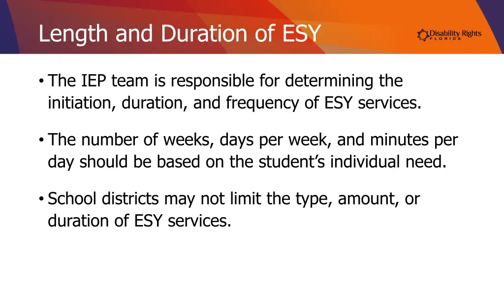 length and duration of esy