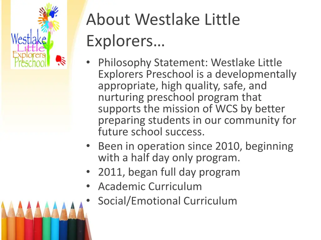 about westlake little explorers philosophy