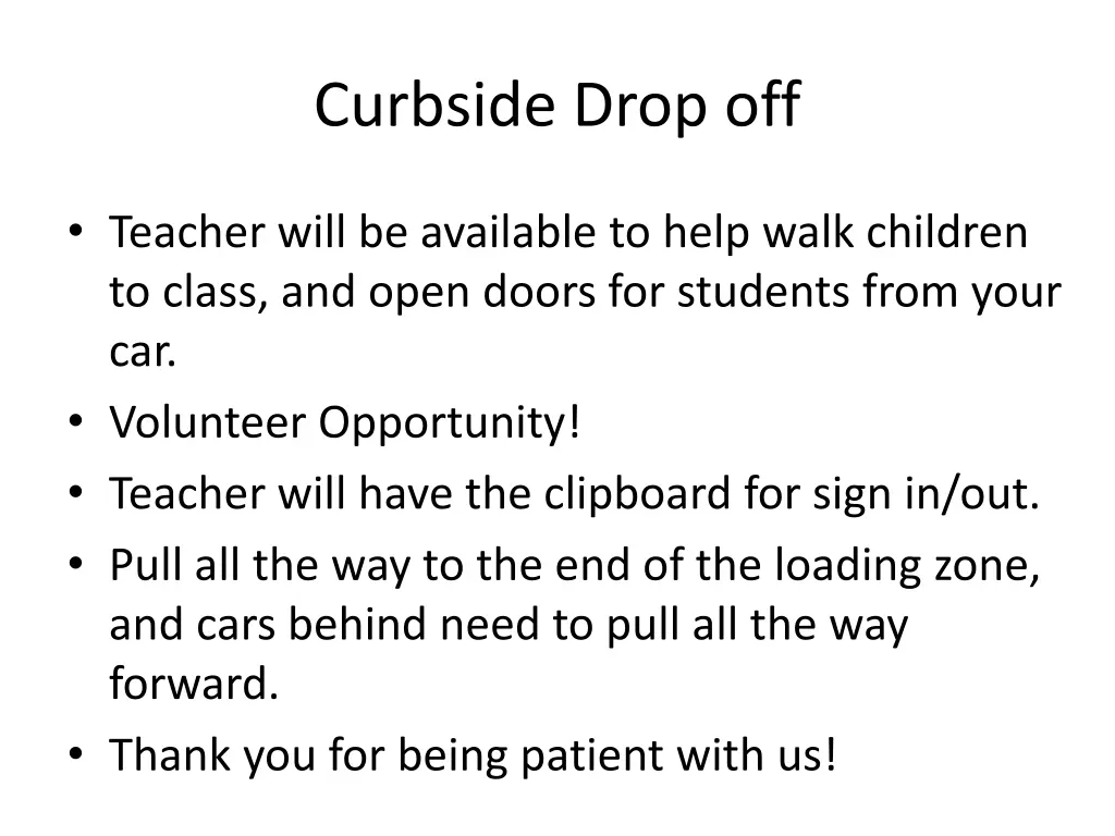 curbside drop off