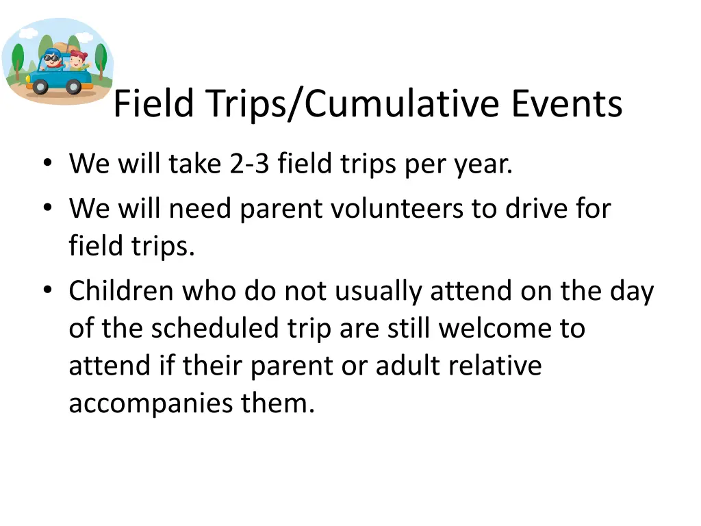 field trips cumulative events