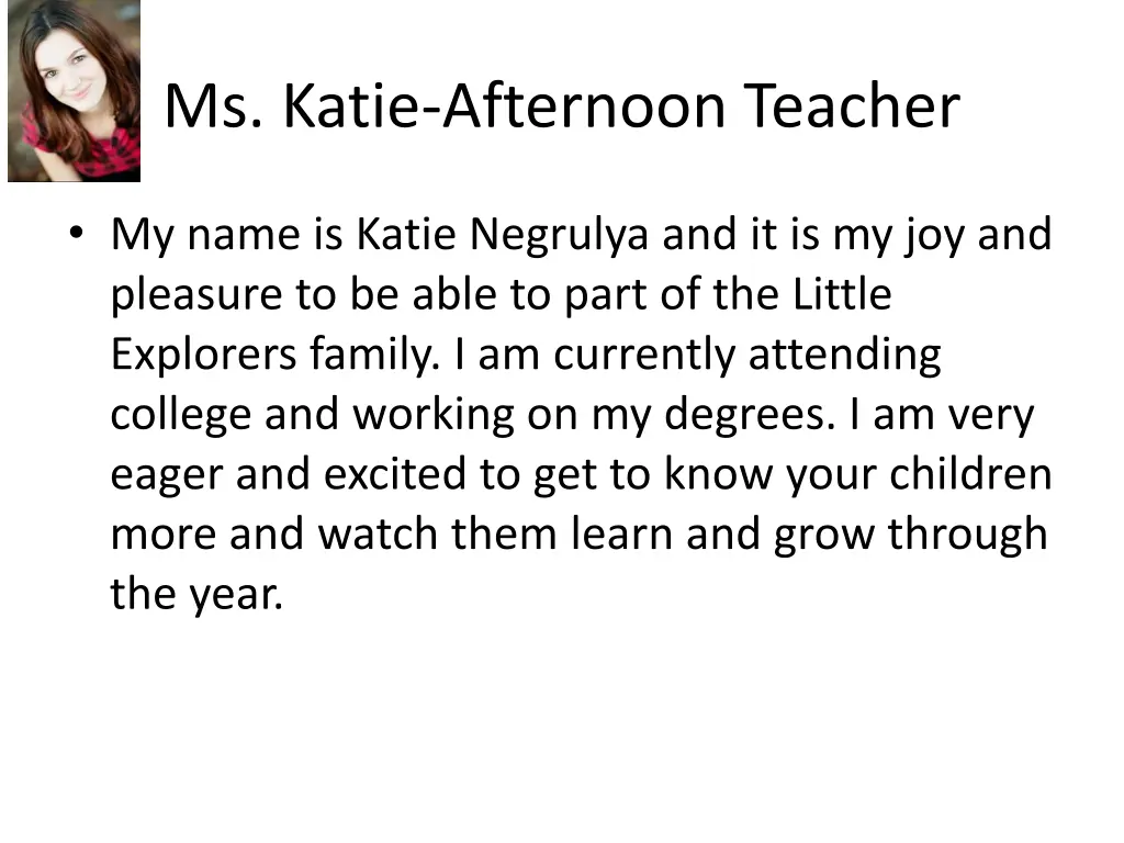 ms katie afternoon teacher