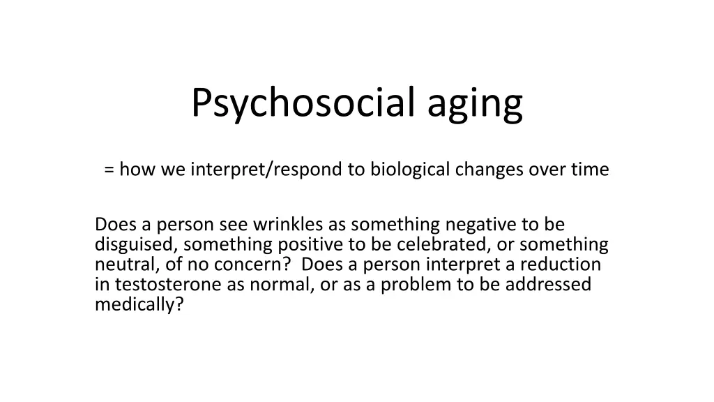 psychosocial aging