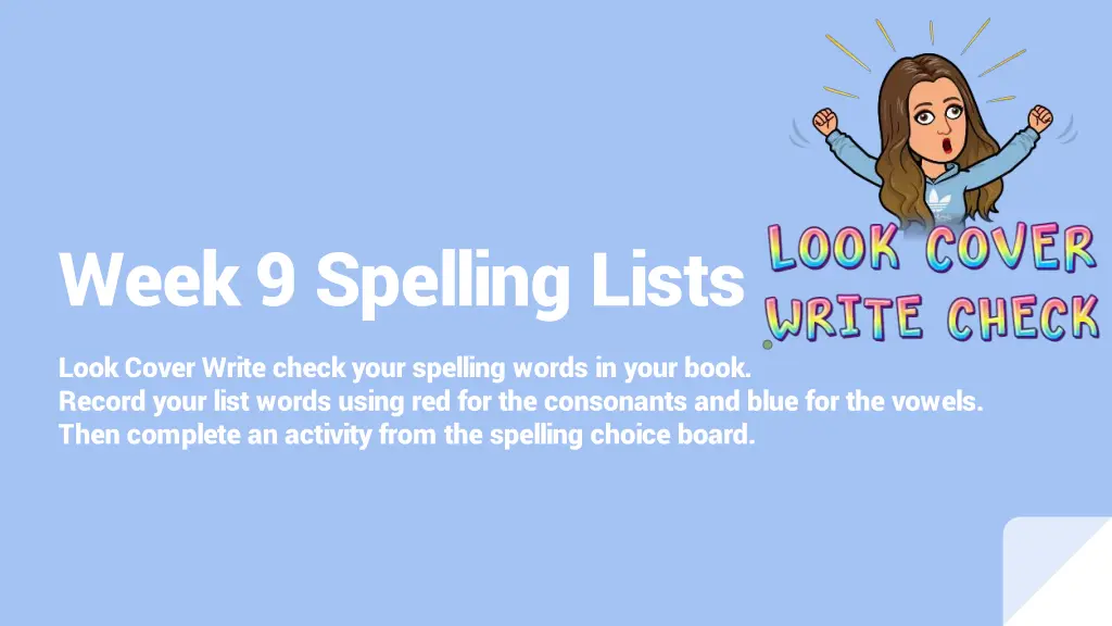 week 9 spelling lists