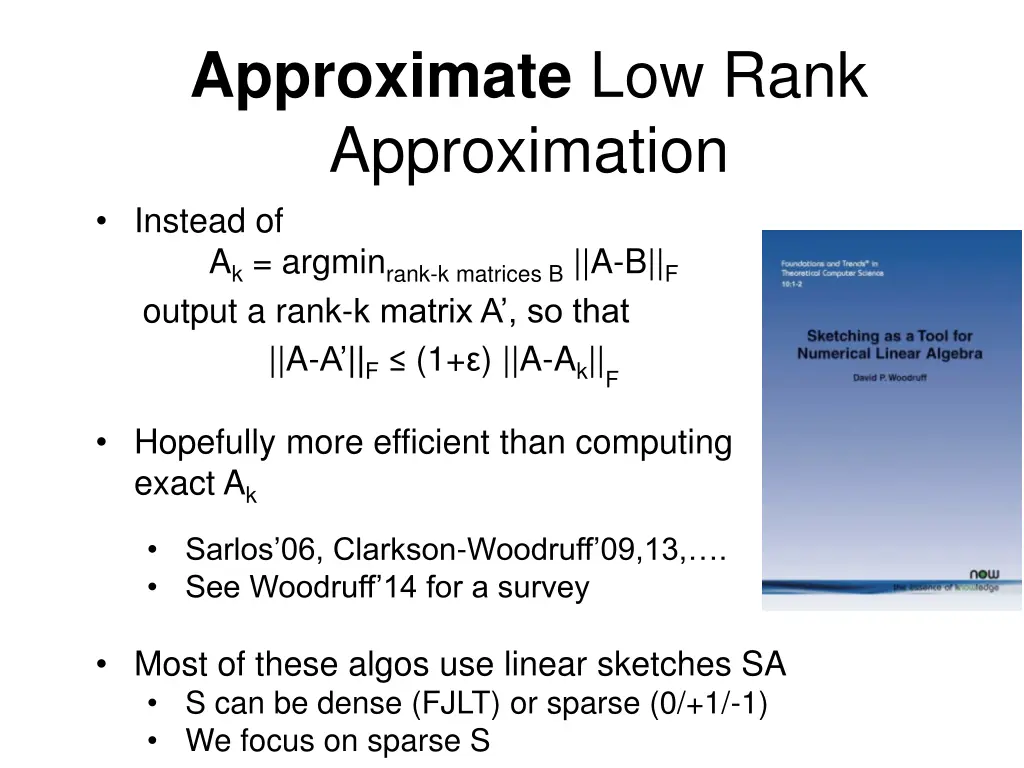 approximate low rank approximation