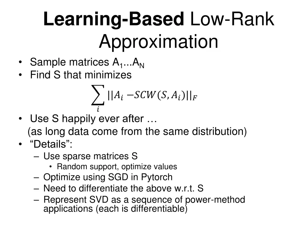 learning based low rank approximation sample