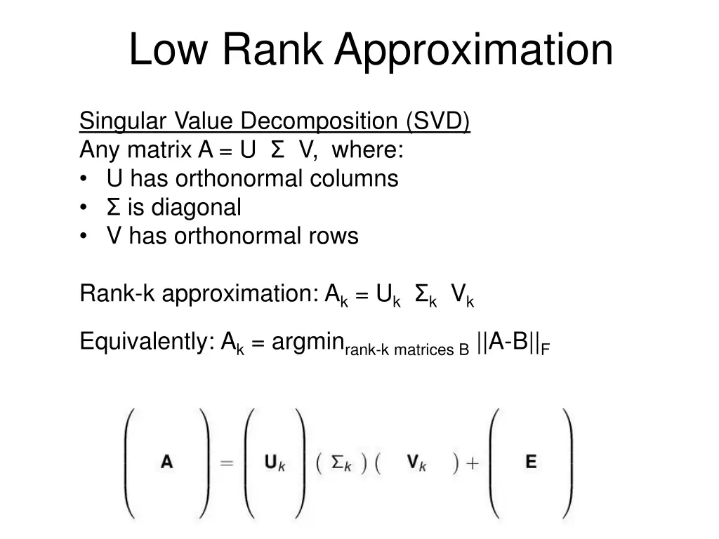 low rank approximation