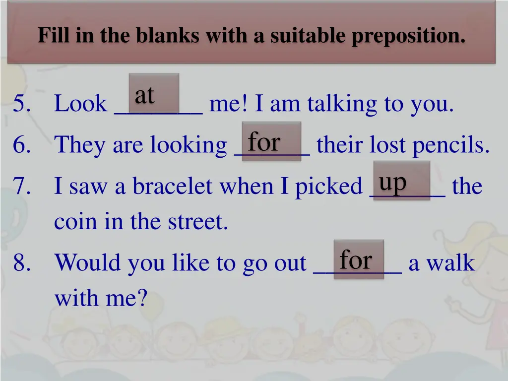 fill in the blanks with a suitable preposition 1