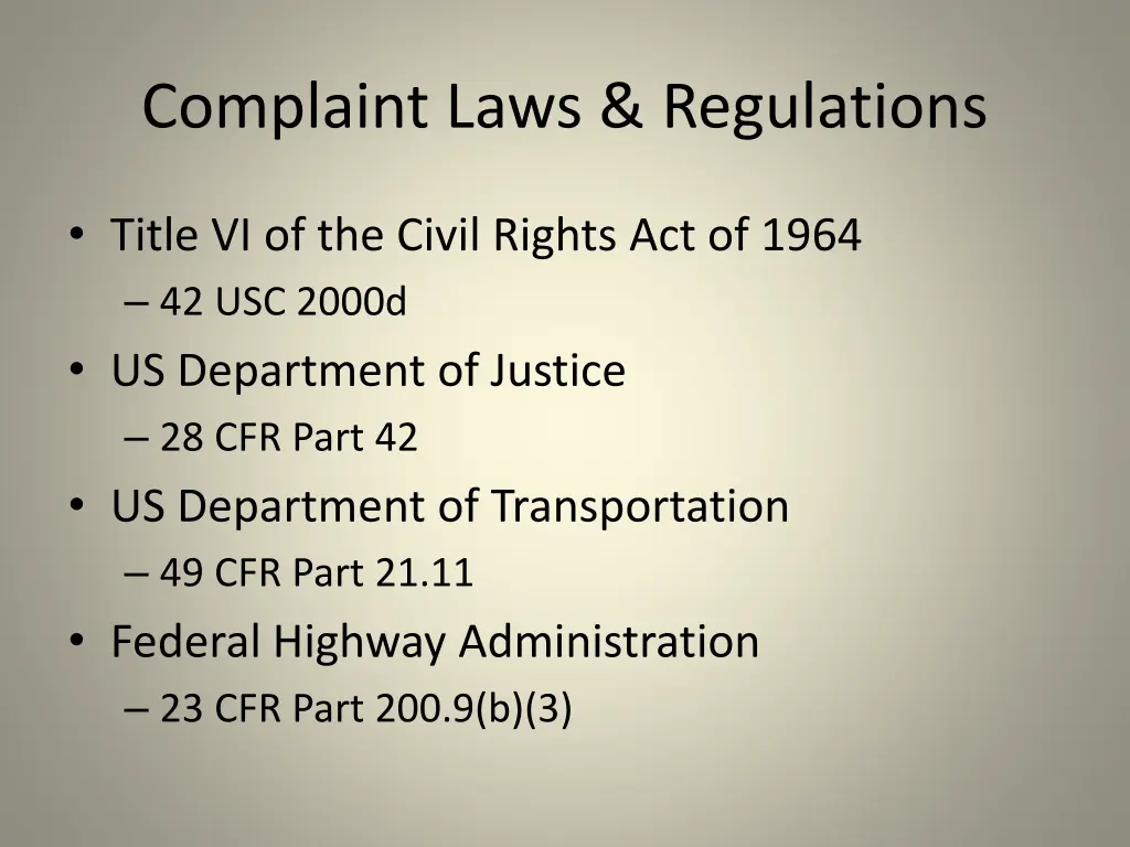 complaint laws regulations