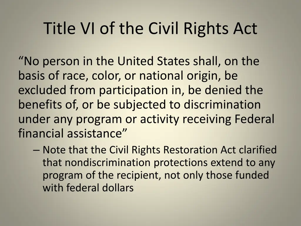 title vi of the civil rights act