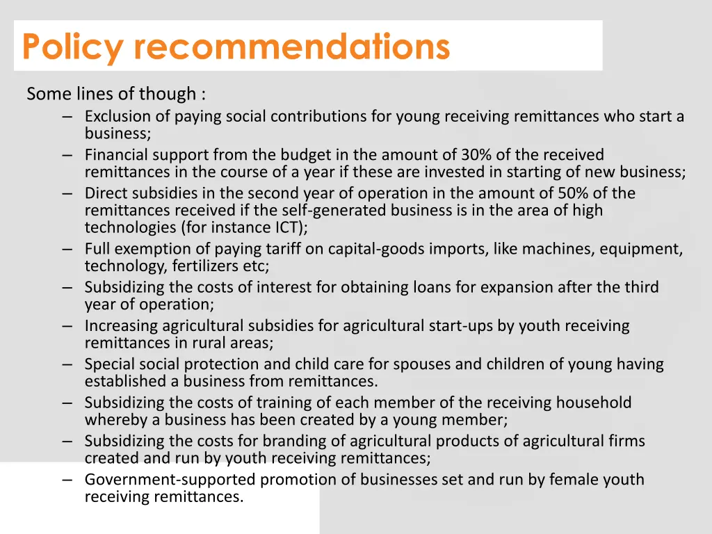 section title policy recommendations