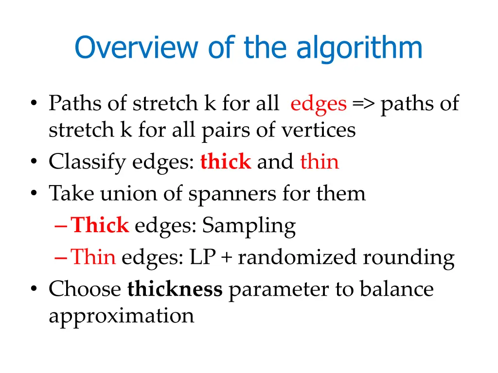 overview of the algorithm