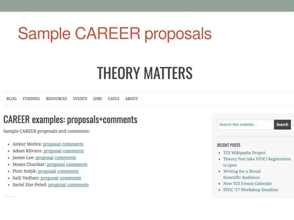 sample career proposals