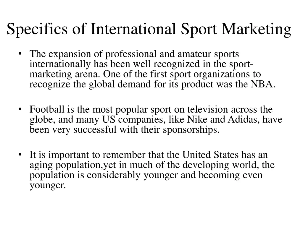 specifics of international sport marketing