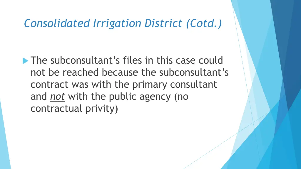 consolidated irrigation district cotd