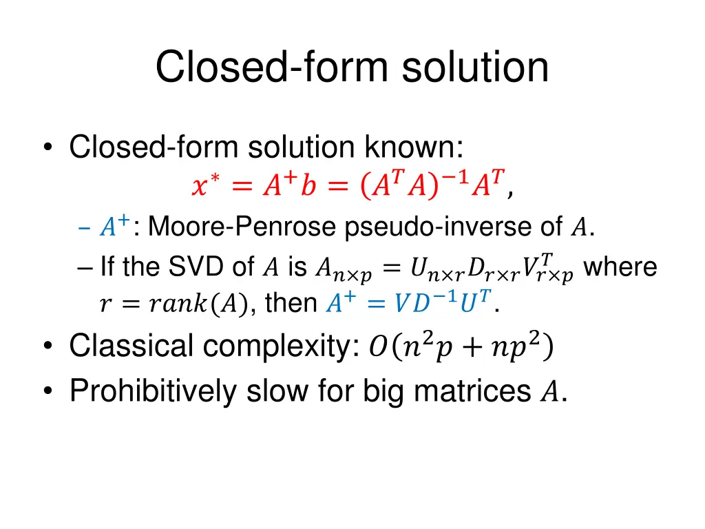 closed form solution