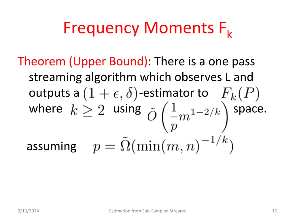 frequency moments f k