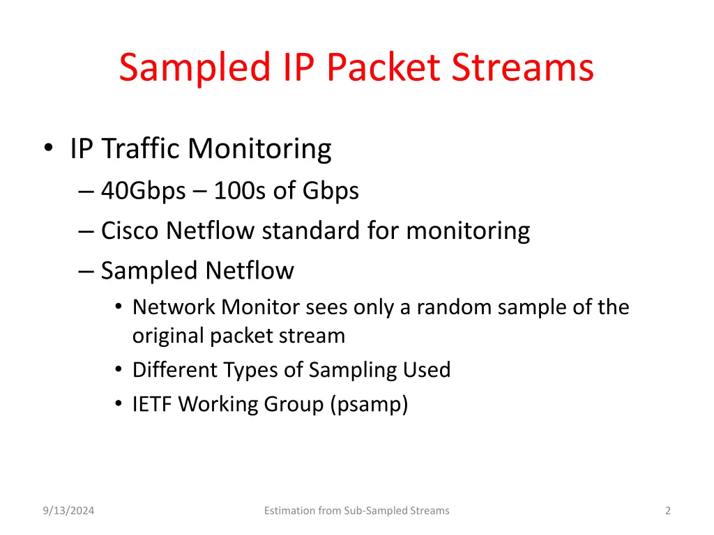 sampled ip packet streams