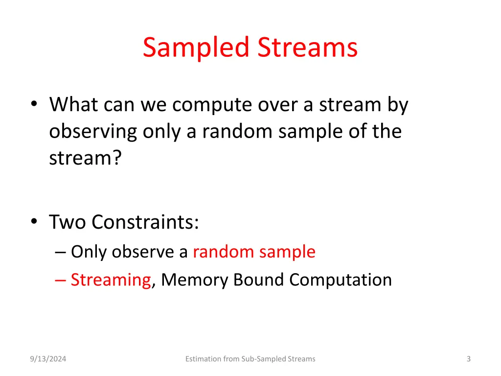 sampled streams