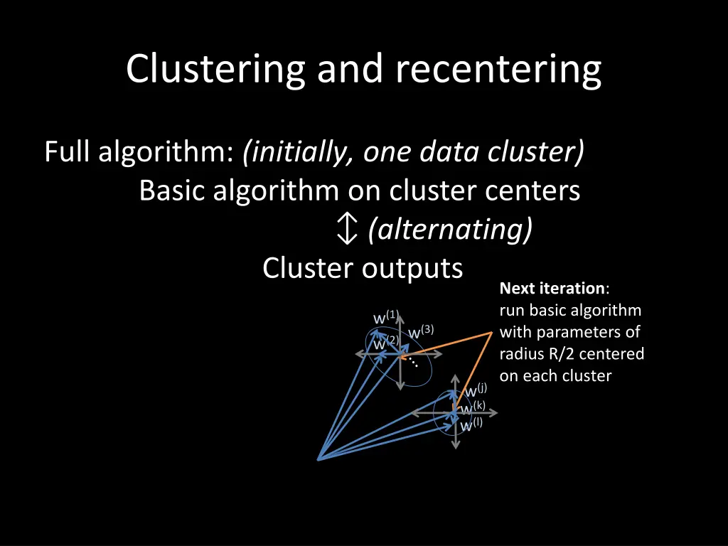 clustering and recentering