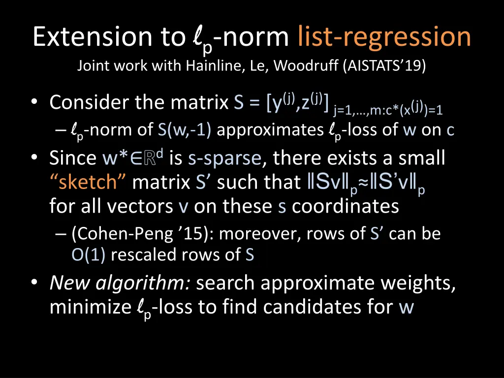 extension to l p norm list regression joint work