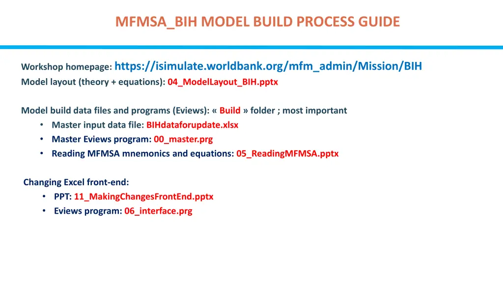 mfmsa bih model build process guide