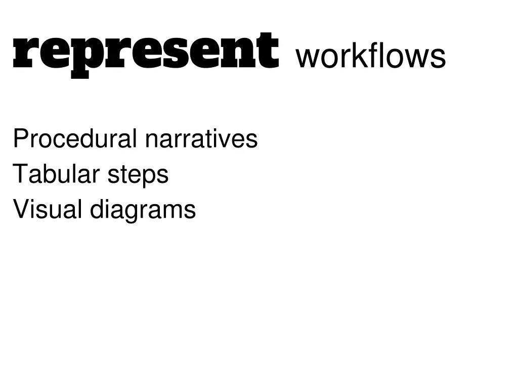 represent workflows