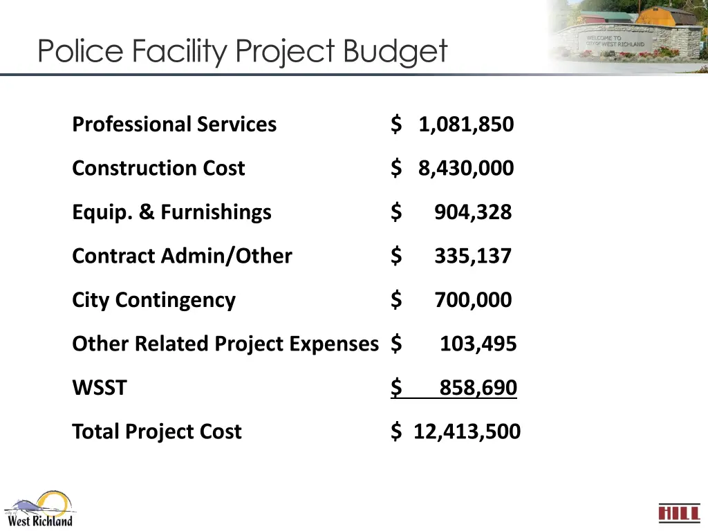 police facility project budget