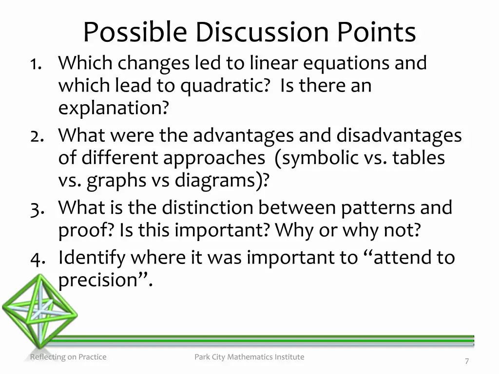 possible discussion points 1 which changes