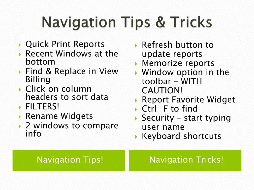 quick print reports recent windows at the bottom