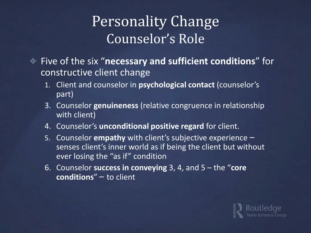 personality change counselor s role