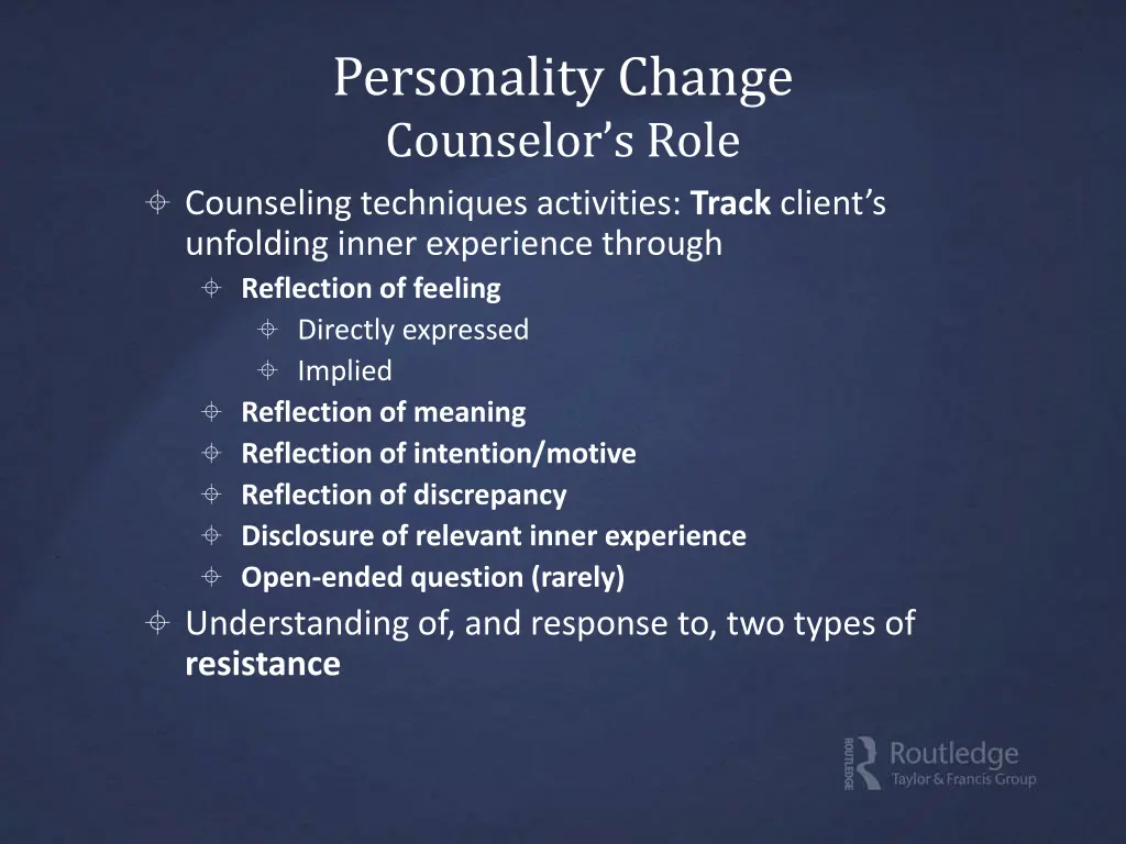 personality change counselor s role counseling