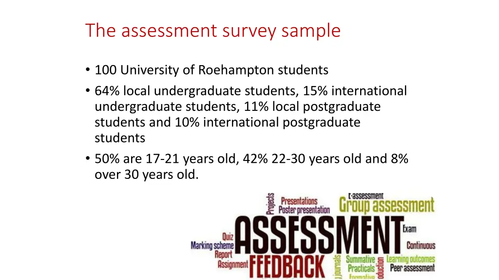 the assessment survey sample