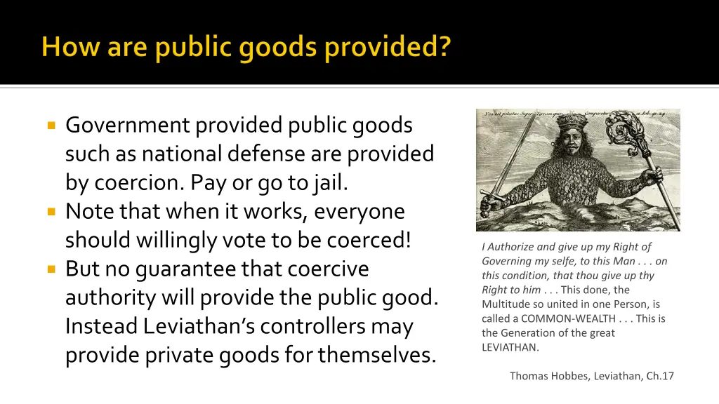 government provided public goods such as national