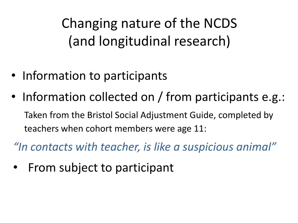 changing nature of the ncds and longitudinal