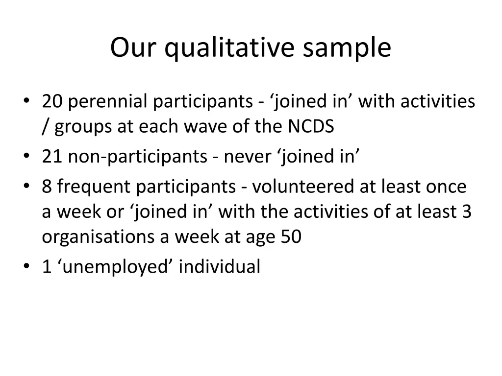 our qualitative sample