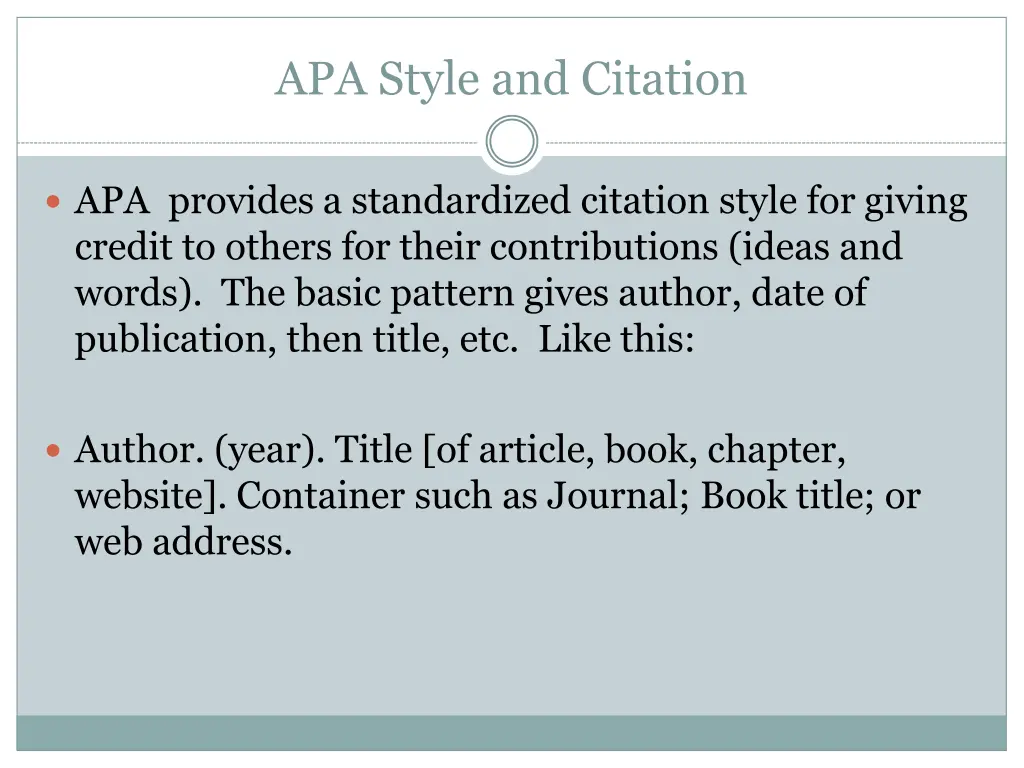 apa style and citation