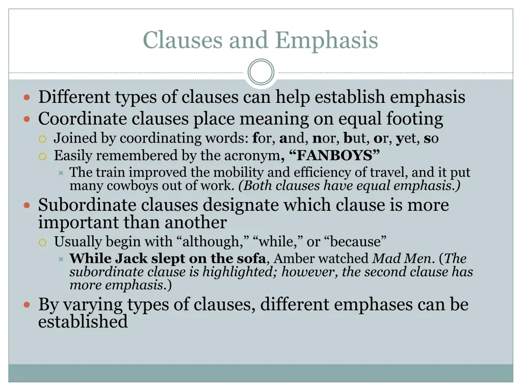 clauses and emphasis