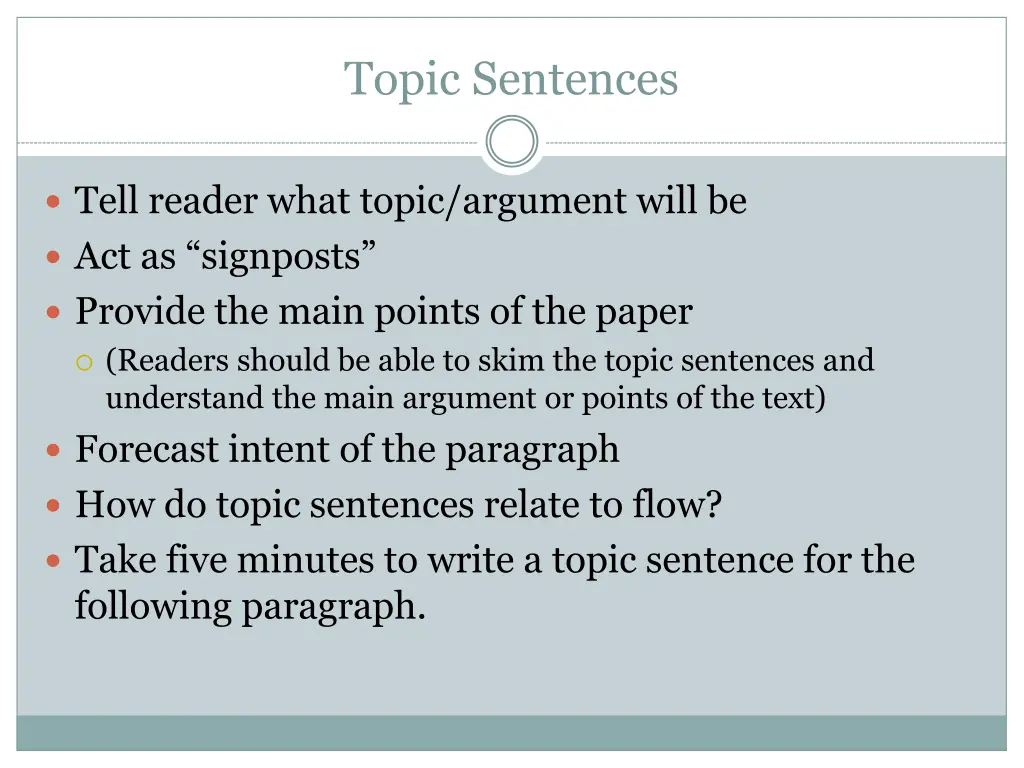 topic sentences