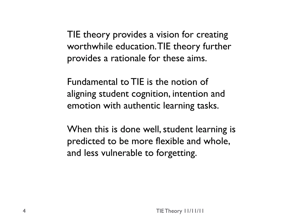 tie theory provides a vision for creating