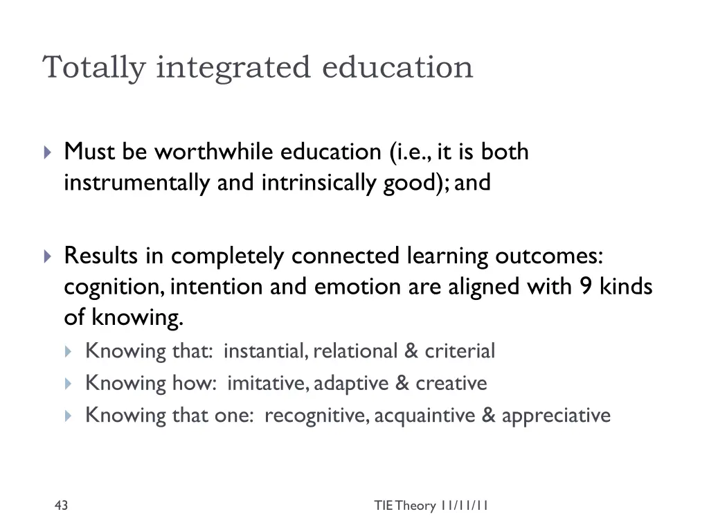 totally integrated education