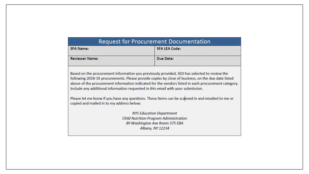 2018 2019 request for procurement documentation