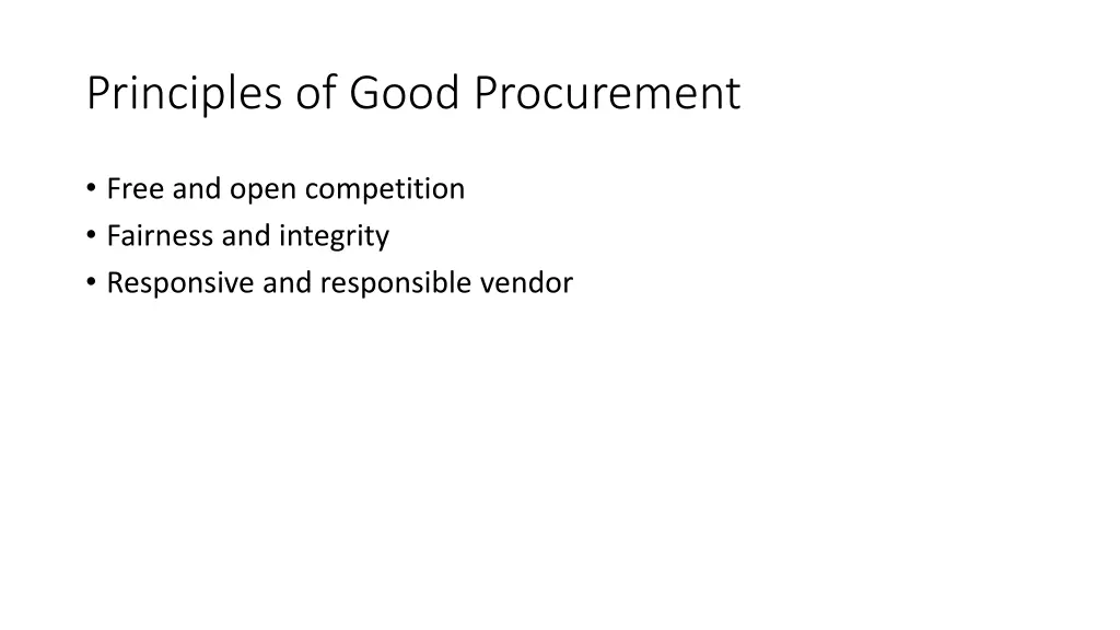 principles of good procurement