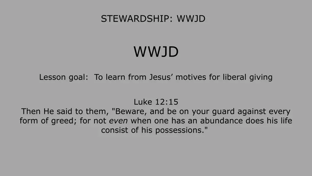 stewardship wwjd