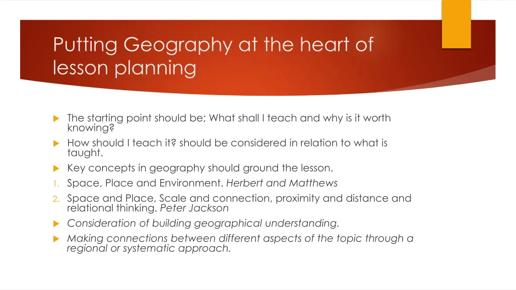 putting geography at the heart of lesson planning