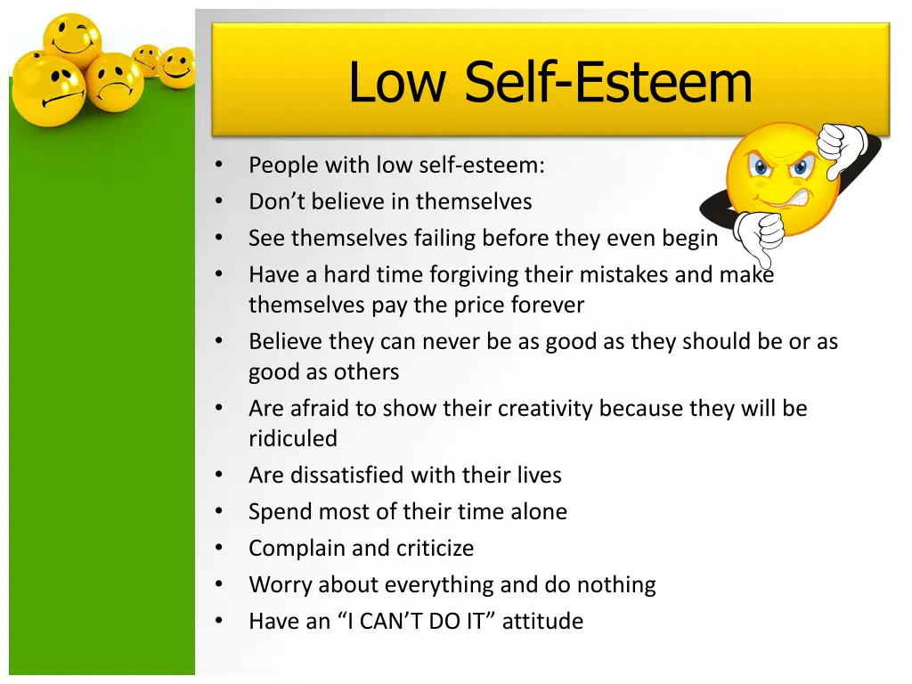 low self esteem