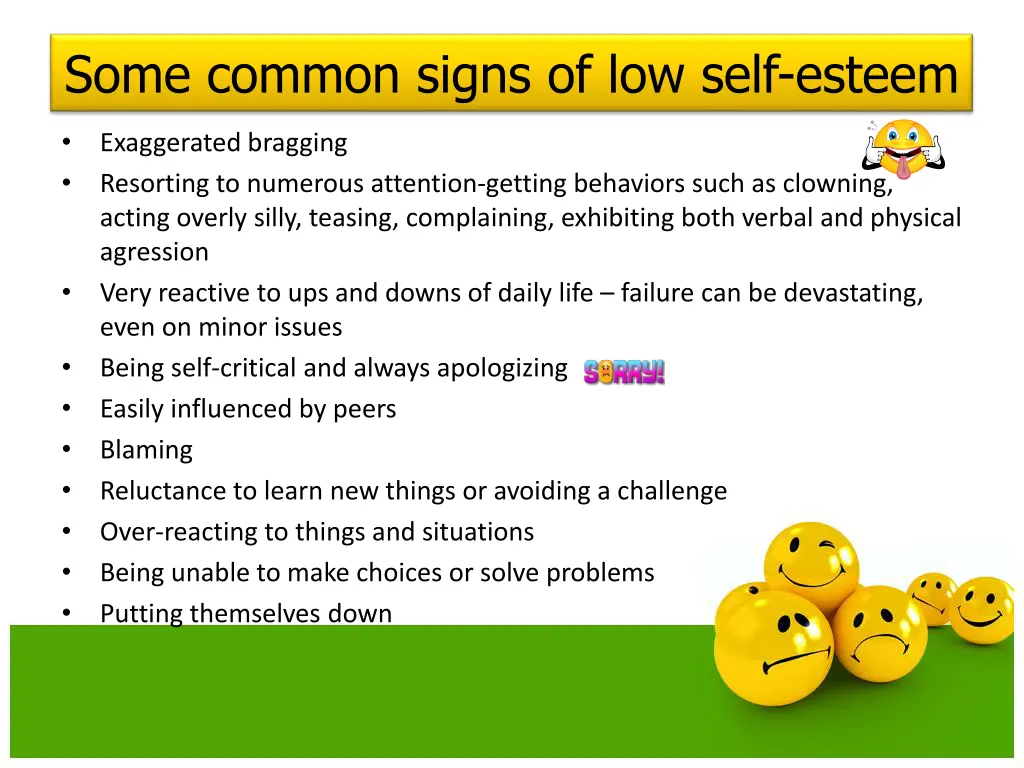 some common signs of low self esteem