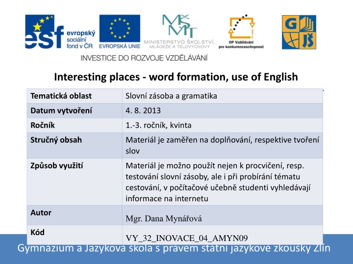 interesting places word formation use of english