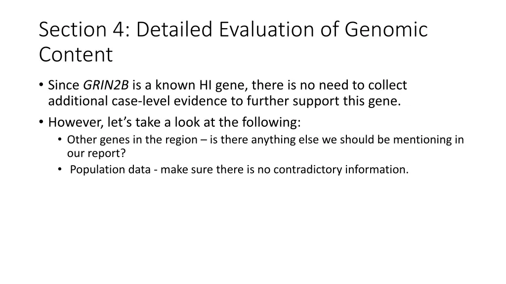 section 4 detailed evaluation of genomic content